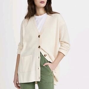 Madewell Asherton Wool Alpaca Blend Waffle Knit Cardigan Sweater XS Cream White